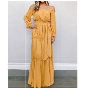 ISABEL MUSTARD OFF SHOULDER MAXI DRESS

Size S